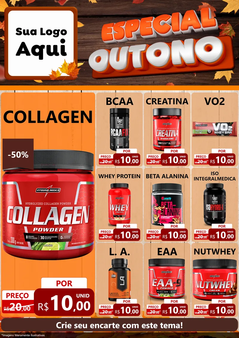 Modelo de Encarte para Encarte A4 Vertical com o tema Especial Outono para Suplementos alimentares