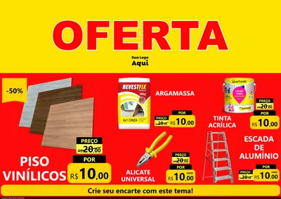 Modelo de Encarte para Encarte A4 Horizontal com o tema OFERTA - Vermelho Cartaz para Material para Construção