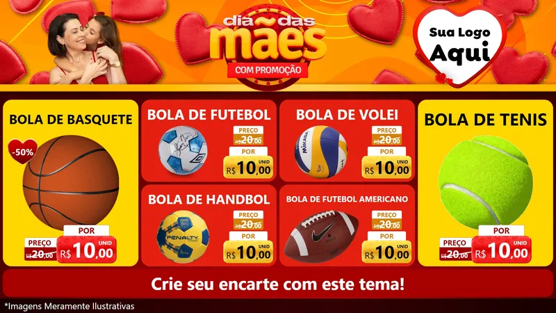 Modelo de TV para TV Horizontal com o tema Dia das Mães com Promoção para Artigos Esportivos