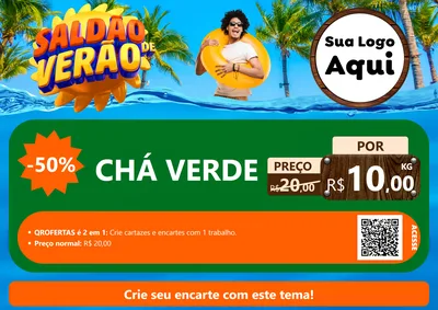 Modelo de Cartaz para Cartaz A4 Horizontal com o tema Saldão de Verão para Produtos Naturais