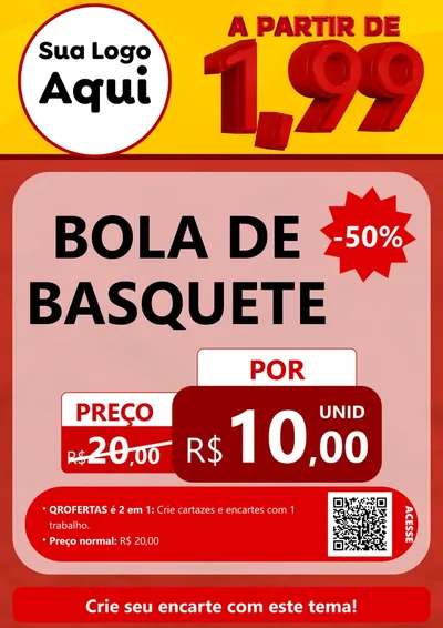 Modelo de Cartaz para Cartaz A4 Vertical com o tema A Partir de Um e Noventa e Nove - 1,99 para Artigos Esportivos