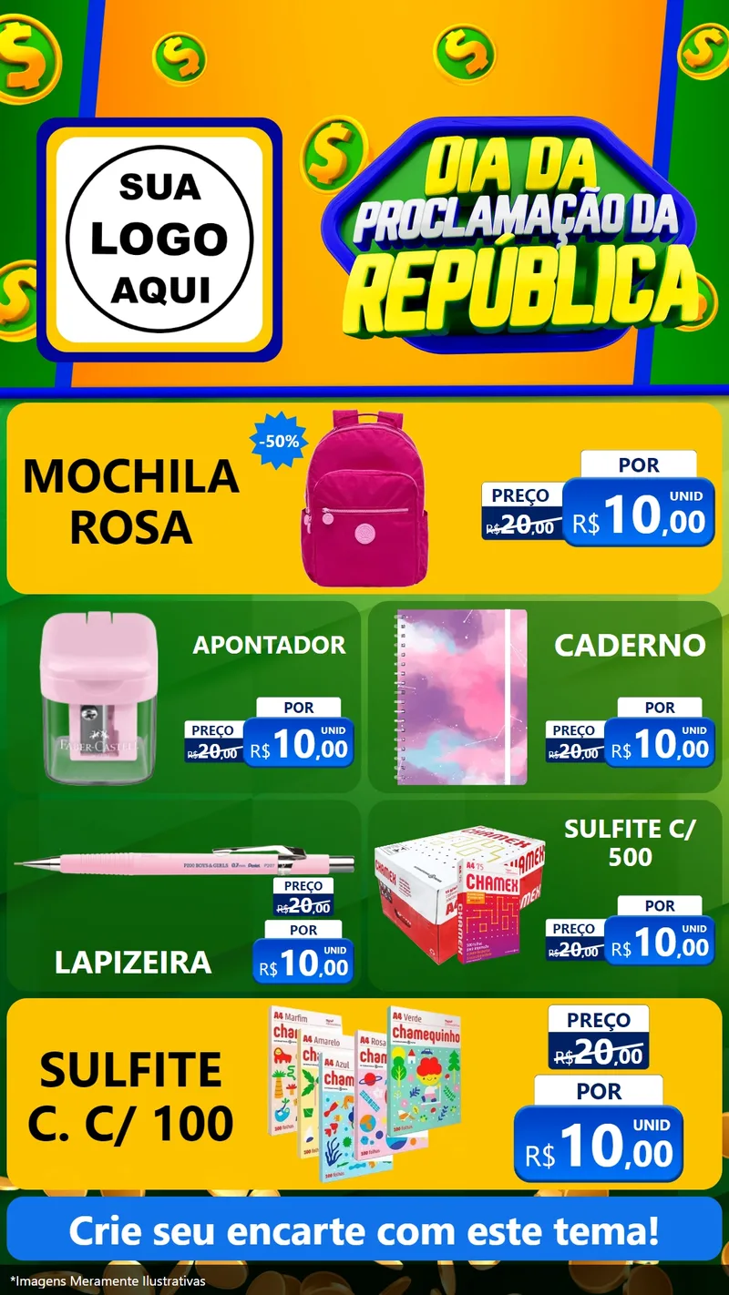 Modelo de TV para TV Vertical com o tema Dia Da Proclamação da República para Papelaria