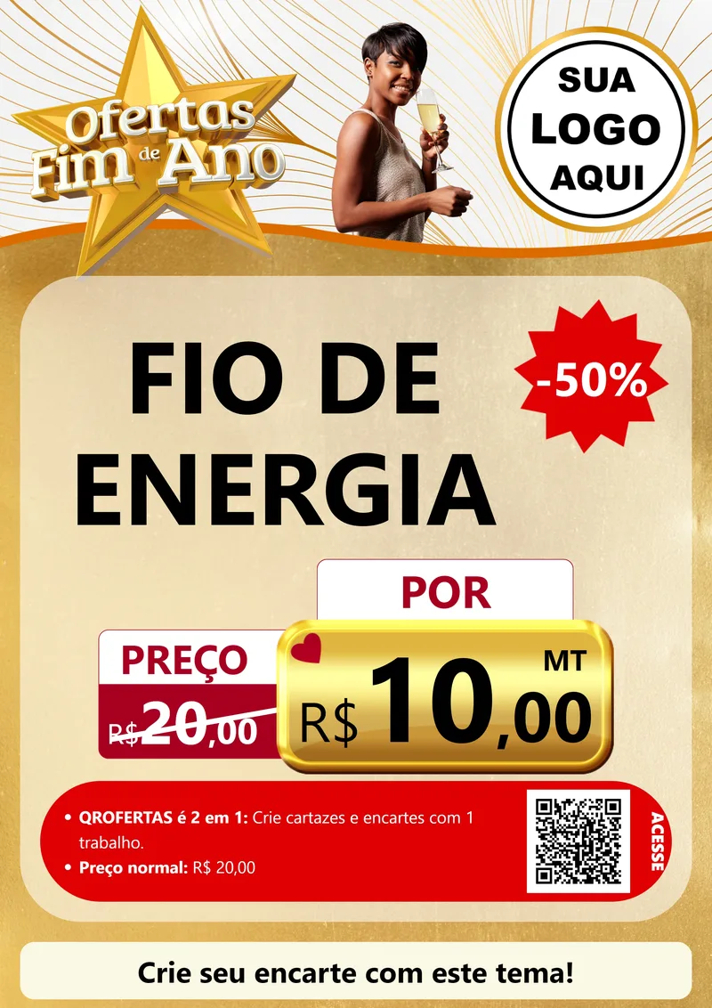 Modelo de Cartaz para Cartaz A4 Vertical com o tema Ofertas Fim de Ano para Materiais Elétricos