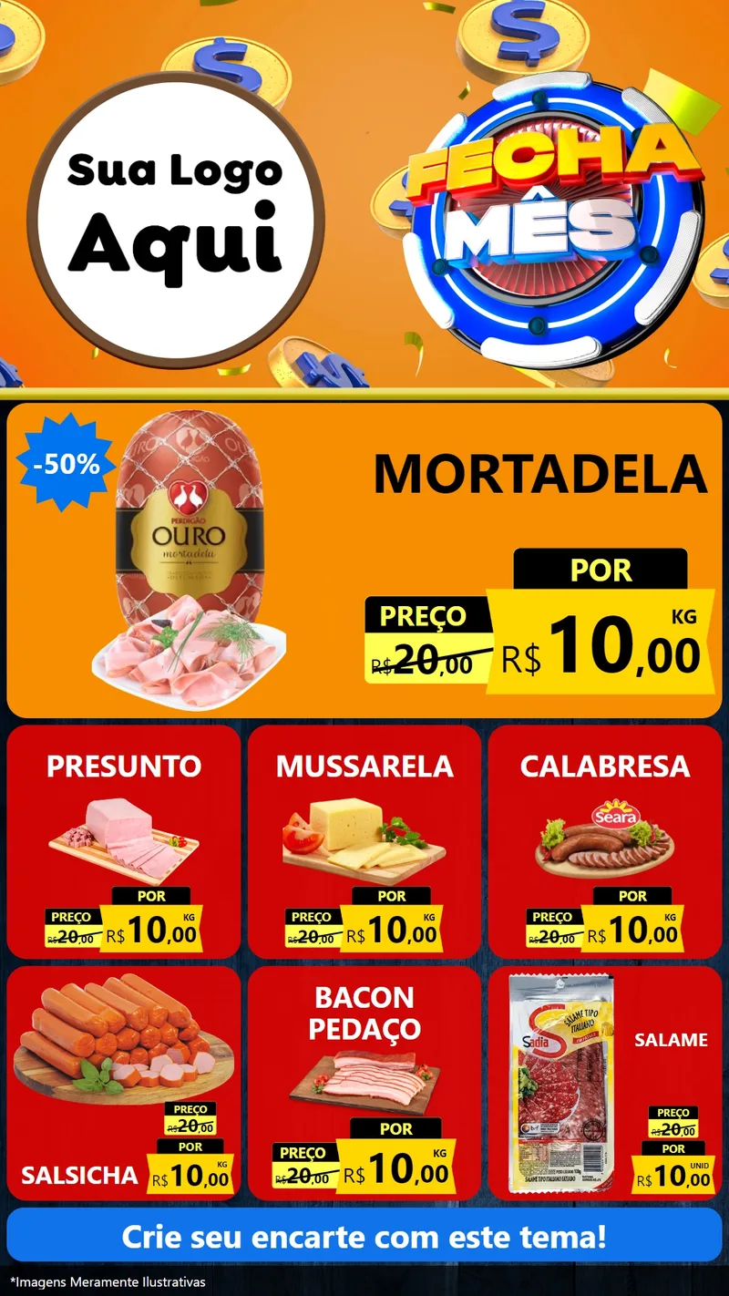 Modelo de Rede Social para Stories com o tema Fecha Mês para Frios e Laticínios