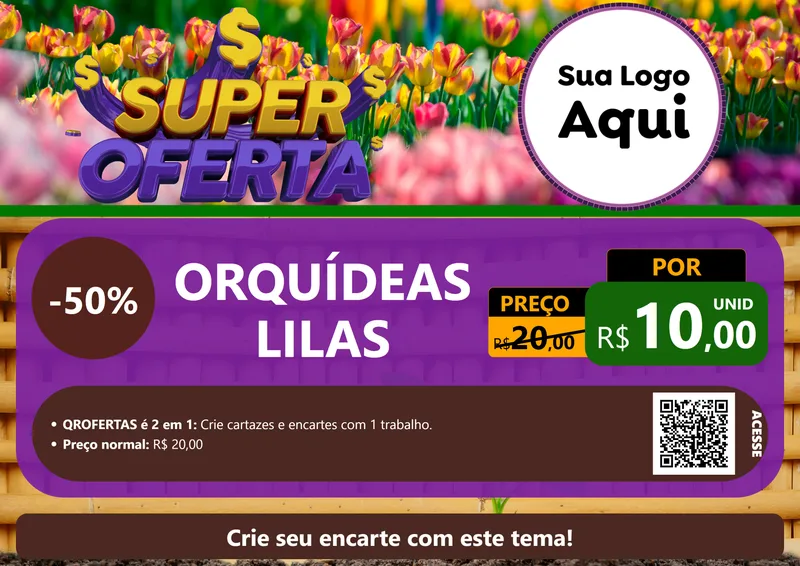 Modelo de Cartaz para Cartaz A4 Horizontal com o tema Super Oferta para Floricultura e jardim