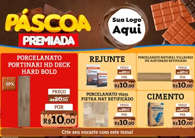Modelo de Encarte para Encarte A4 Horizontal com o tema Páscoa Premiada para Pisos e revestimentos
