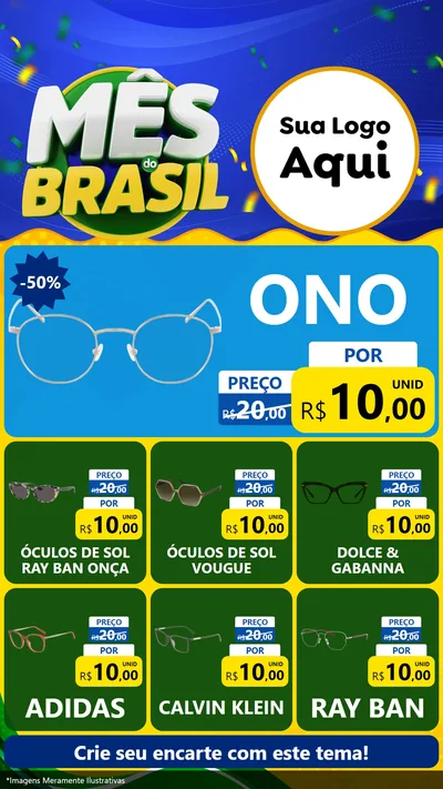 Modelo de Rede Social para Stories com o tema Mês do Brasil para Óticas