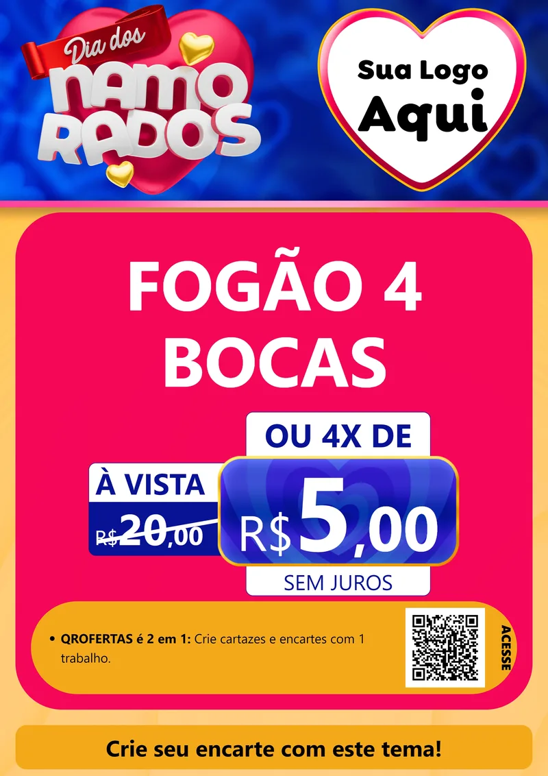 Modelo de Cartaz para Cartaz A4 Vertical com o tema Dia dos namorados para Móveis e Eletro