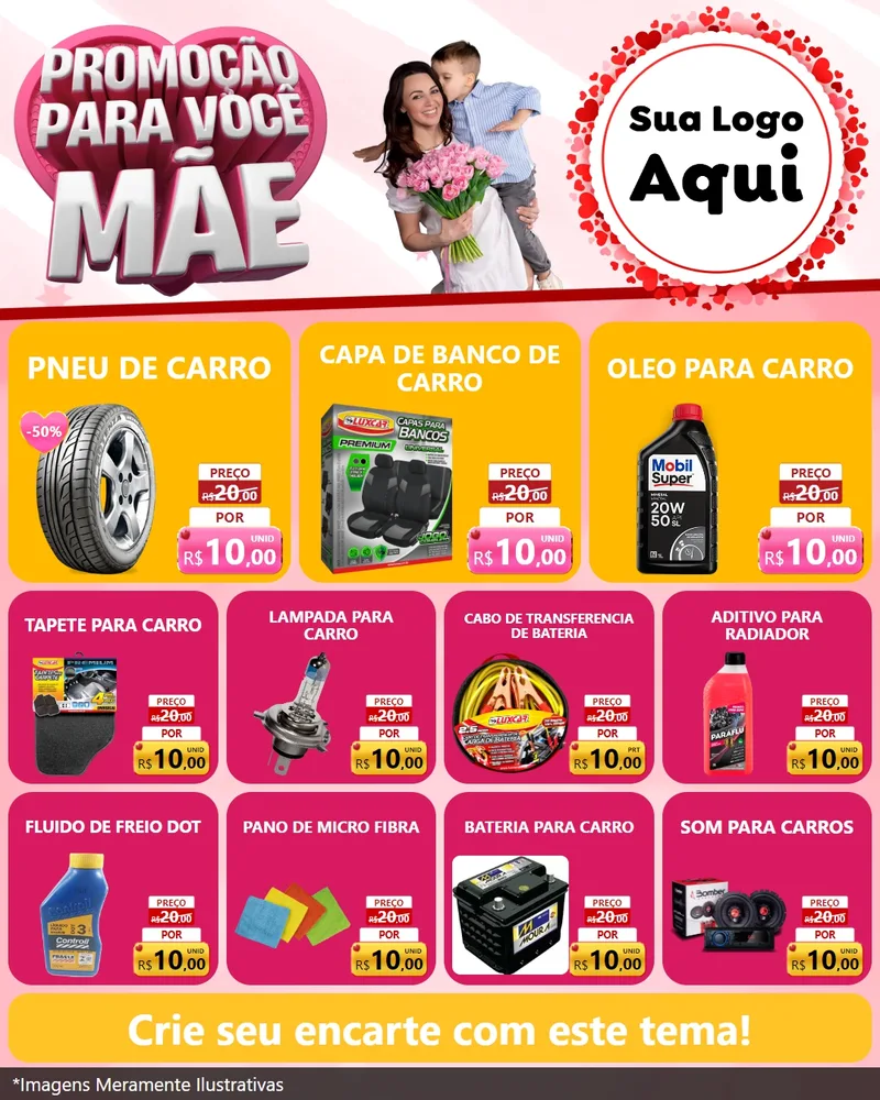 Modelo de Rede Social para Feed Instagram com o tema Promoção Para Você Mãe para Auto peças