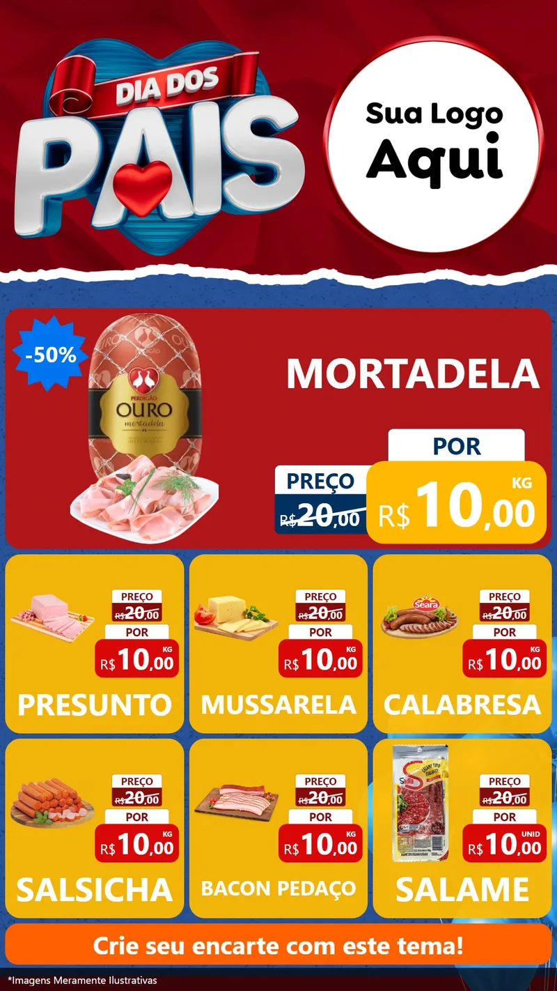 Modelo de Rede Social para Stories com o tema Dia dos Pais para Frios e Laticínios