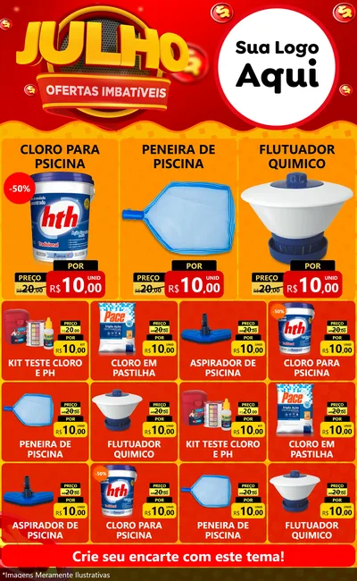 Modelo de Encarte para Encarte Grande com o tema Julho Ofertas Imbatíveis para Produtos para Piscina