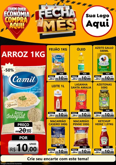 Modelo de Encarte para Encarte A4 Vertical com o tema Fecha Mês para Supermercado