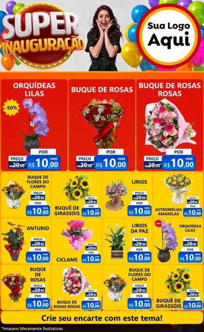 Modelo de Encarte para Encarte Grande com o tema Super Inauguração para Floricultura e jardim