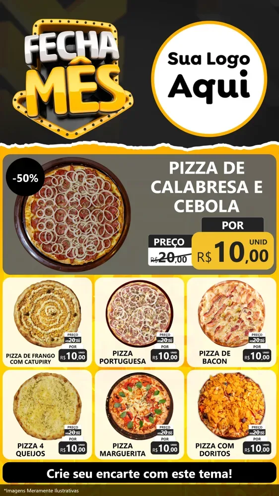 Modelo de Rede Social para Stories com o tema Fecha Mês para Pizzaria
