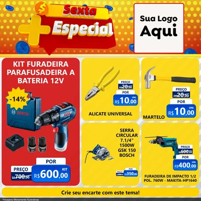 Modelo de Rede Social para Feed Facebook com o tema Sexta Mais Especial para Maquinas e Ferramentas