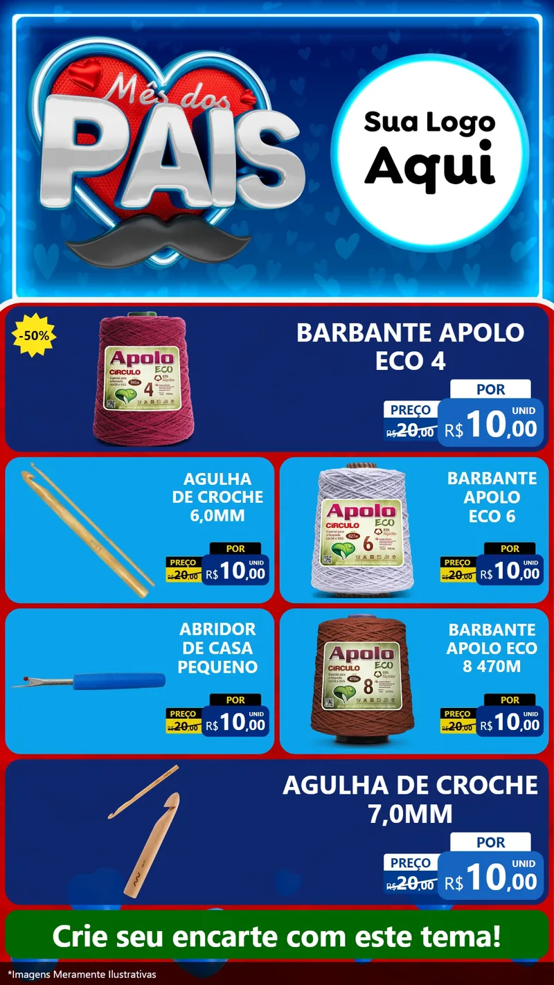 Modelo de TV para TV Vertical com o tema Mês Dos Pais para Armarinho e Aviamentos