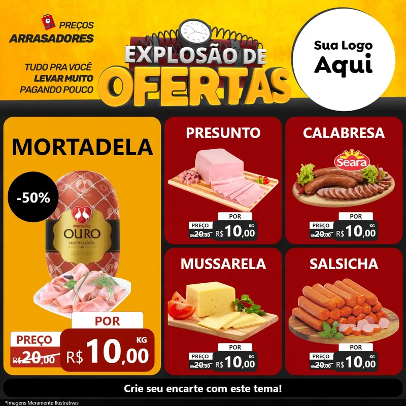 Modelo de Rede Social para Feed Facebook com o tema Explosão de Ofertas para Frios e Laticínios