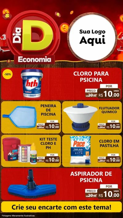 Modelo de TV para TV Vertical com o tema Dia D Economia para Produtos para Piscina