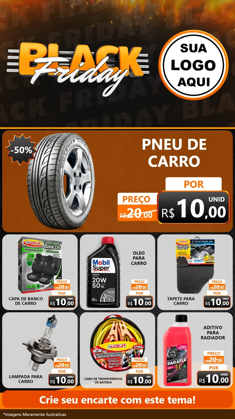 Modelo de Rede Social para Stories com o tema Black Friday para Auto peças