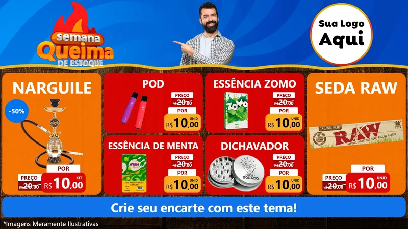 Modelo de TV para TV Horizontal com o tema Semana Queima de Estoque para Tabacaria