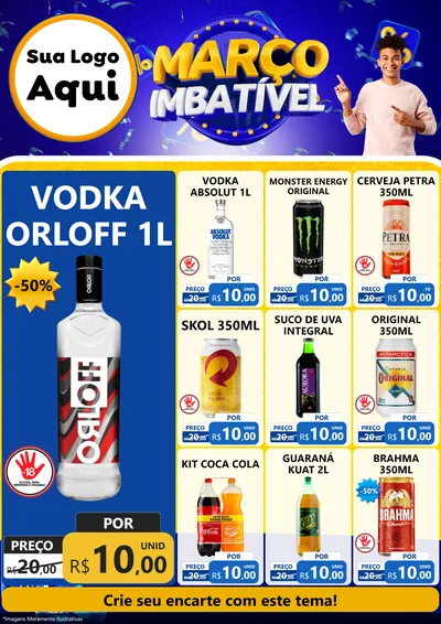 Modelo de Encarte para Encarte A4 Vertical com o tema Março Imbatível para Distribuidora de bebidas