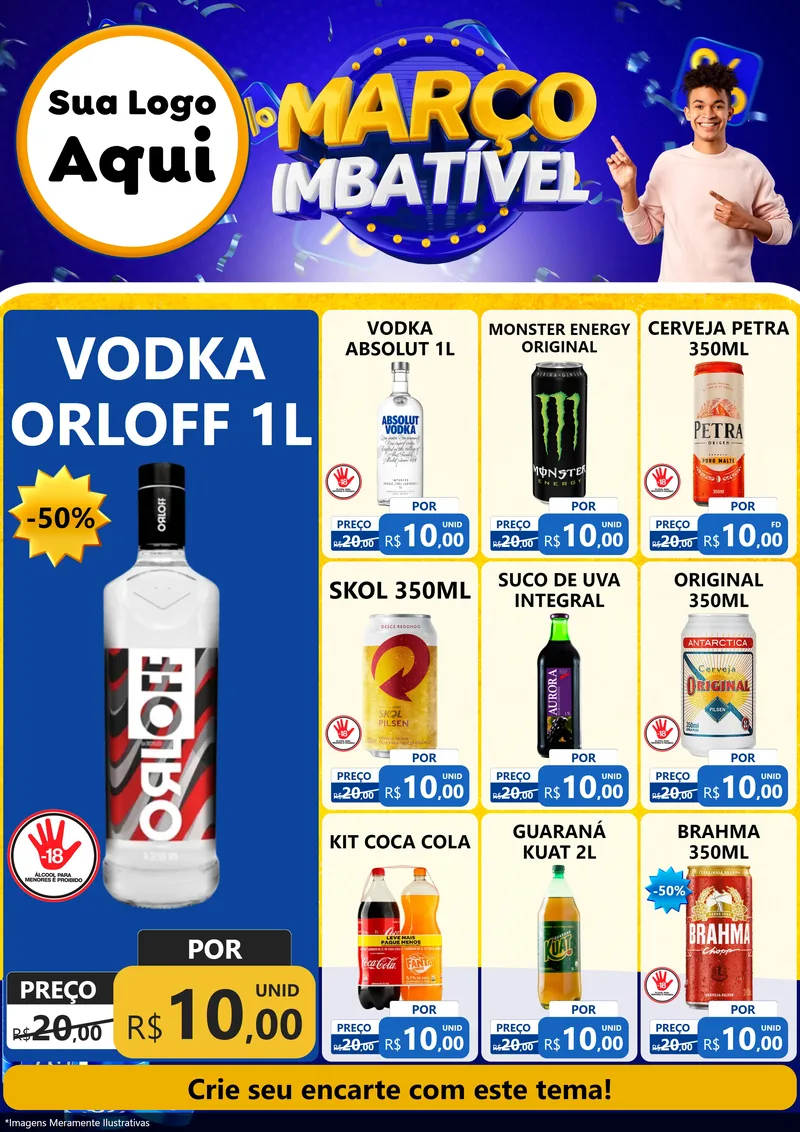 Modelo de Encarte para Encarte A4 Vertical com o tema Março Imbatível para Distribuidora de bebidas