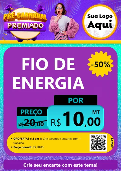 Modelo de Cartaz para Cartaz A4 Vertical com o tema Pré-Carnaval Premiado para Materiais Elétricos
