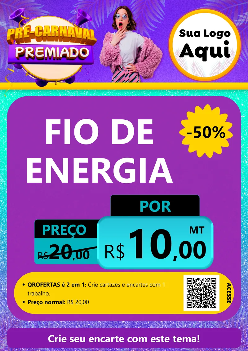 Modelo de Cartaz para Cartaz A4 Vertical com o tema Pré-Carnaval Premiado para Materiais Elétricos