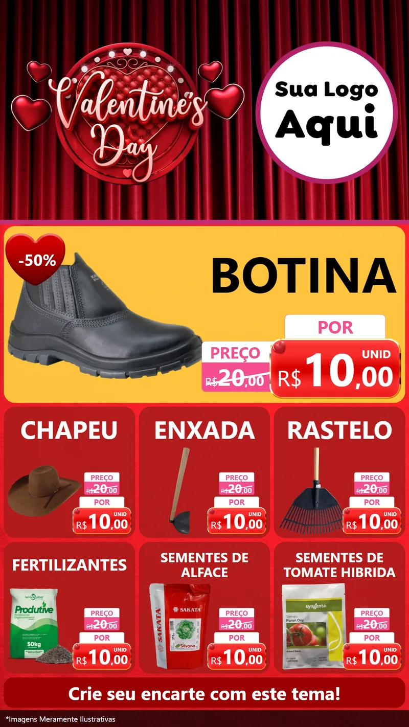 Modelo de Rede Social para Stories com o tema Valentine's Day para Agropecuária