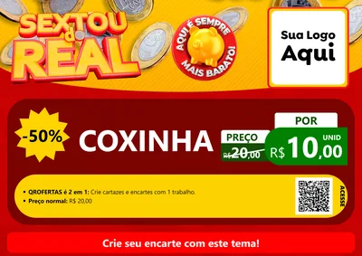Modelo de Cartaz para Cartaz A4 Horizontal com o tema Sextou do Real para Salgadaria