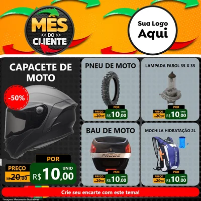 Modelo de Rede Social para Feed Facebook com o tema Mês do Cliente para Moto peças