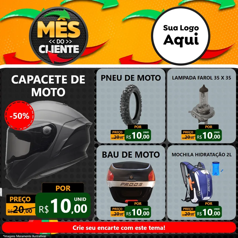 Modelo de Rede Social para Feed Facebook com o tema Mês do Cliente para Moto peças