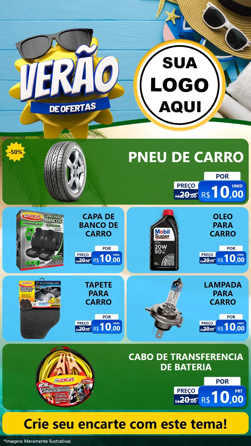 Modelo de TV para TV Vertical com o tema Verão de Ofertas para Auto peças