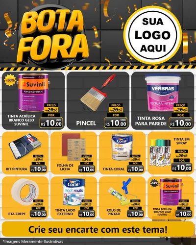 Modelo de Rede Social para Feed Instagram com o tema Bota Fora para Tintas e Ferramentas