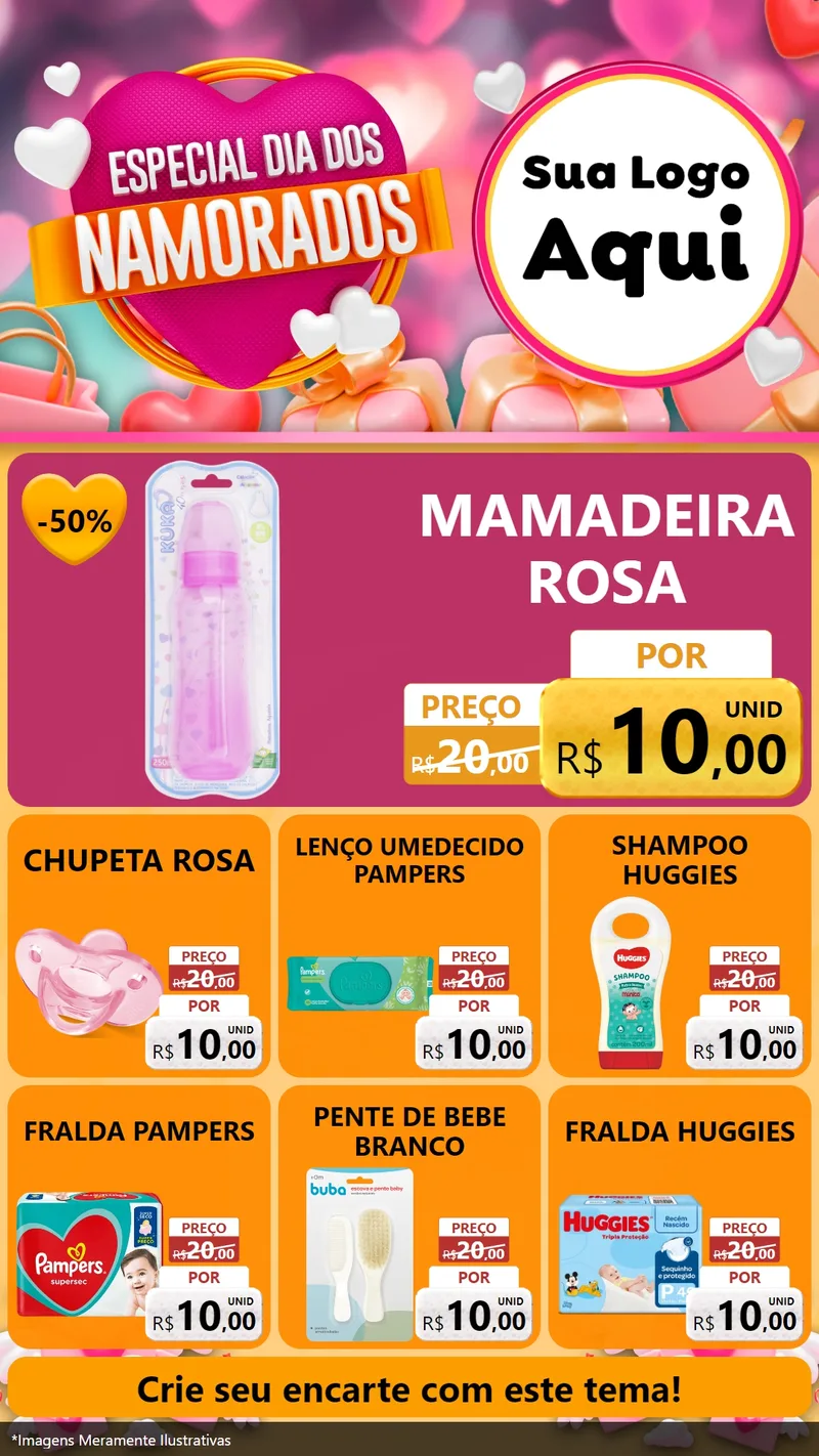 Modelo de Rede Social para Stories com o tema Especial Dia dos Namorados para Bebês