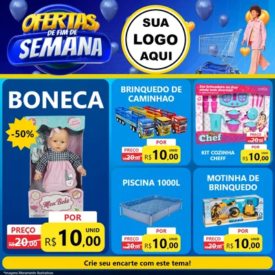 Modelo de Rede Social para Feed Facebook com o tema Ofertas de Fim de Semana para Brinquedos