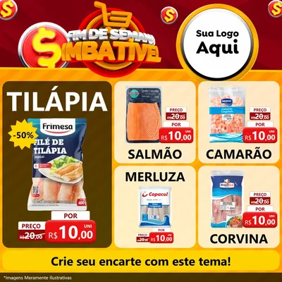 Modelo de Rede Social para Feed Facebook com o tema Fim de Semana Imbatível para Peixaria
