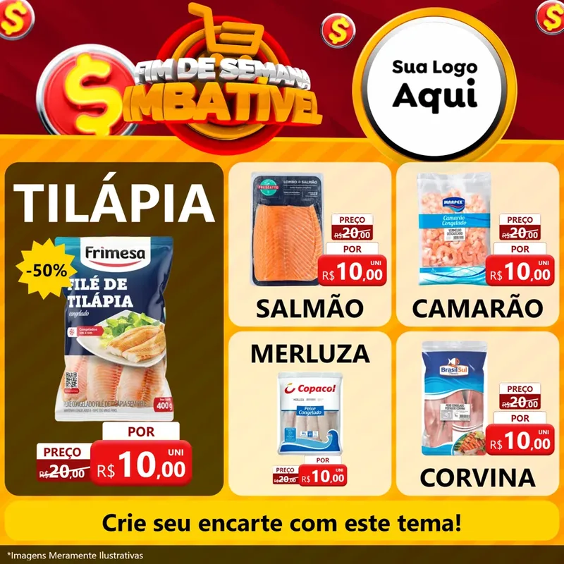 Modelo de Rede Social para Feed Facebook com o tema Fim de Semana Imbatível para Peixaria