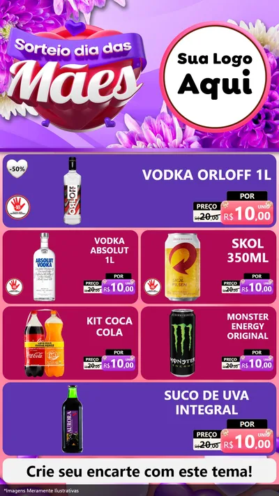 Modelo de TV para TV Vertical com o tema Sorteio Dia das Mães para Distribuidora de bebidas