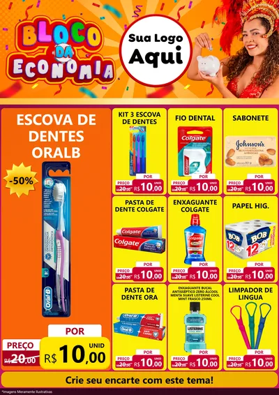 Modelo de Encarte para Encarte A4 Vertical com o tema Bloco da Economia para Higiene Pessoal