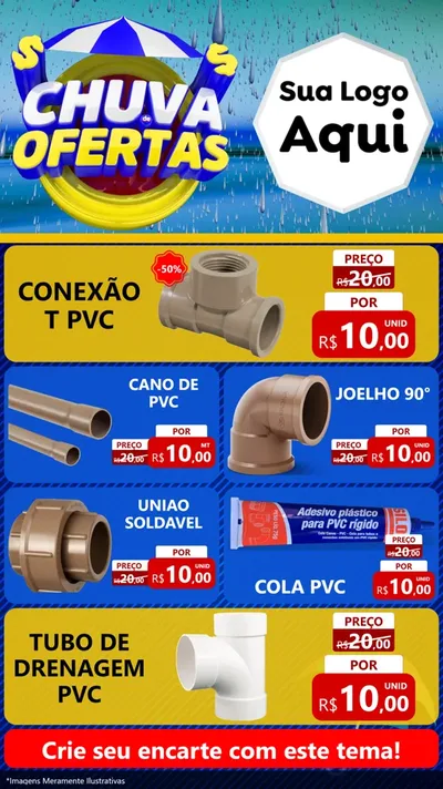 Modelo de TV para TV Vertical com o tema Chuva de Ofertas para Tubos e conexões