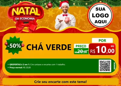Modelo de Cartaz para Cartaz A4 Horizontal com o tema Natal da Economia para Produtos Naturais