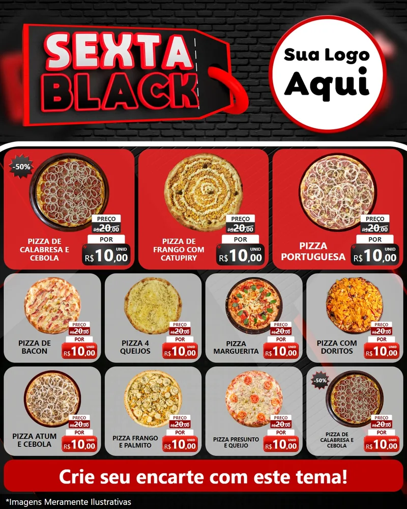 Modelo de Rede Social para Feed Instagram com o tema Sexta Black para Pizzaria