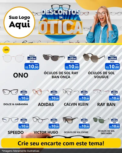 Modelo de Rede Social para Feed Instagram com o tema Descontos da Ótica para Óticas