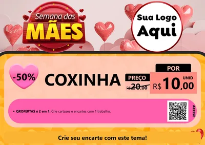 Modelo de Cartaz para Cartaz A4 Horizontal com o tema Semana das Mães para Salgadaria
