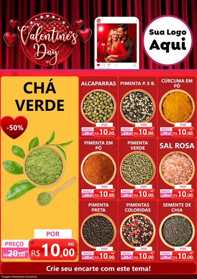 Modelo de Encarte para Encarte A4 Vertical com o tema Valentine's Day para Produtos Naturais
