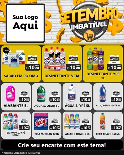 Modelo de Rede Social para Feed Instagram com o tema Setembro Imbatível para Produtos de Limpeza