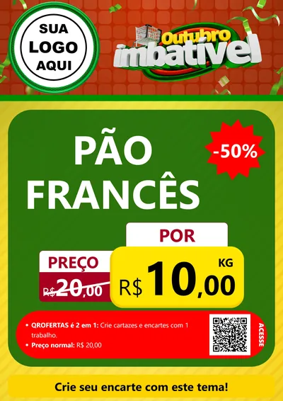 Modelo de Cartaz para Cartaz A4 Vertical com o tema Outubro Imbatível para Padaria
