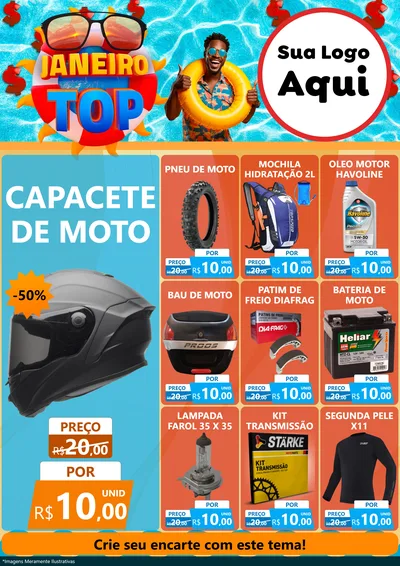 Modelo de Encarte para Encarte A4 Vertical com o tema Janeiro Top para Moto peças