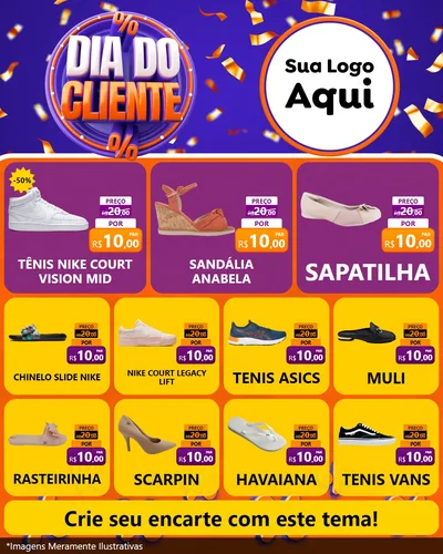 Modelo de Rede Social para Feed Instagram com o tema Dia do Cliente para Calçados
